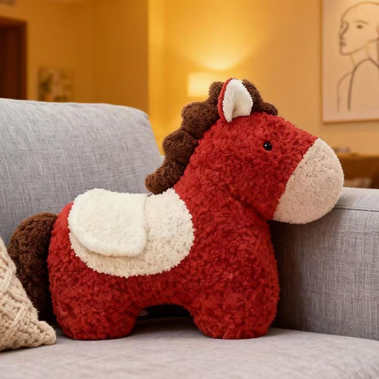 Tear-Resistant Red Plush Horse